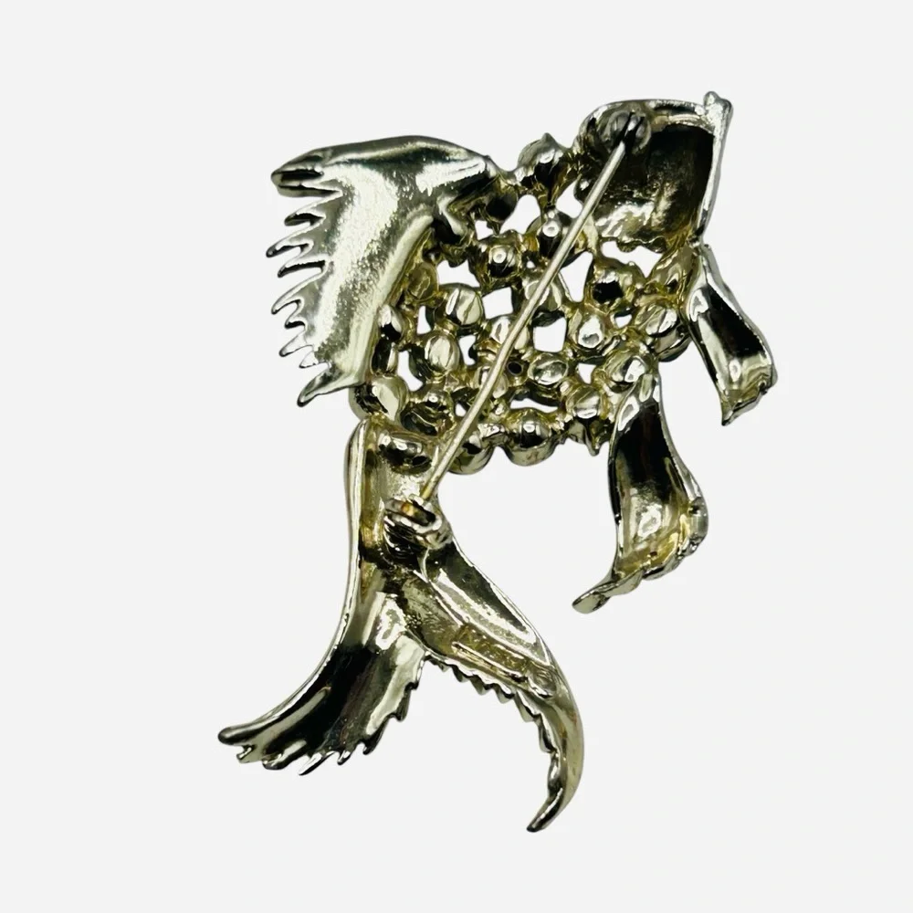 Vintage BSK Purple AB Rhinestone Fish Brooch